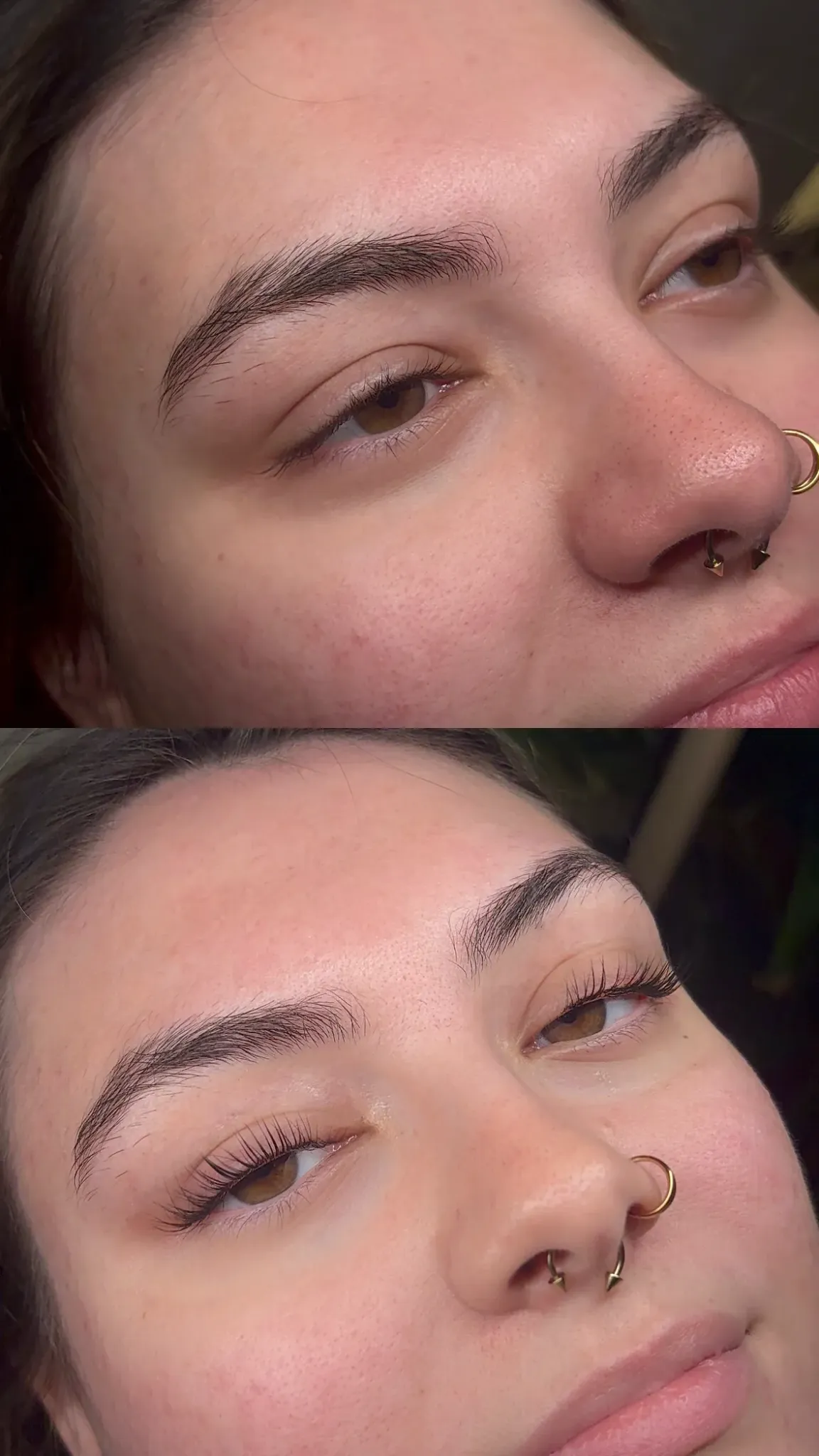 Before-and-after Korean lash lift and tint by Zemi Studio